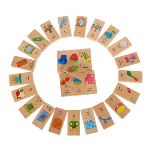 Produktbild: Vaguelly 28 Stück Teiliges Holz Domino Set für Kleinkinder Stapelspielzeug für Lernaktivitäten Pädagogisches für Vorschulkinder Fähigkeiten und Entwicklung