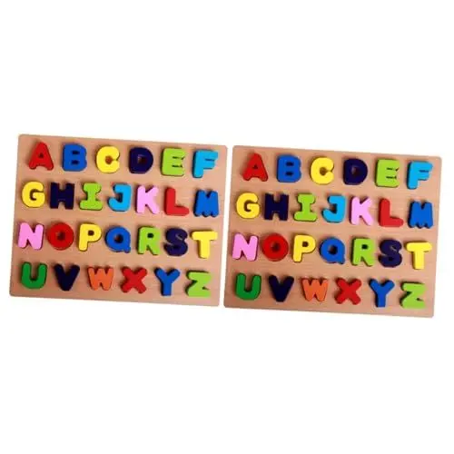 Produktbild: Vaguelly 2 Sätze Rätsel Für Kinder Alphabet-Puzzle Buchstabenrätsel Rätsel Für Kleinkinder Hölzern
