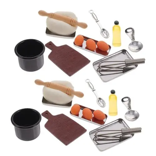 Produktbild: Vaguelly 2 Sets Miniatur Küchen Backutensilien Aus Spielküchen Werkzeugset Für Puppenhäuser Ideal Zum Selbermachen Und Dekorieren Von Dollhouses Inklusive üßen Zuckertüten Und