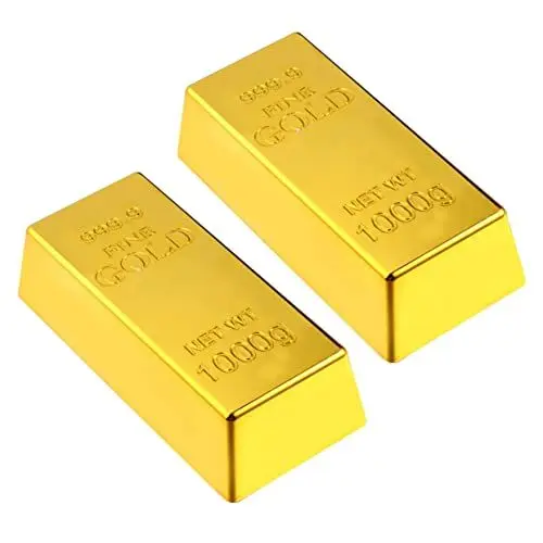 Produktbild: Vaguelly 2 Stk Simulationsgold Leistung Goldener Balken Künstlich Nachahmung Eines Goldbarrens Requisiten Simulierte Stange Dekorativ Golden Faux-bar Ziegeldekore Stützstangen Plastik