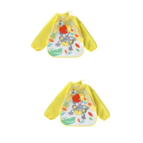 Produktbild: Vaguelly 2 Stück Cartoon Lätzchen Lätzchen Latzschürze Lätzchen Wasserdichte Schürze Kindermalerei Lätzchen Orange