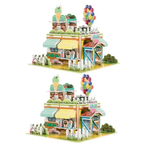 Produktbild: Vaguelly 2 Stück Teiliges Schaum Puzzle Eiscreme Shop Modellbaukasten für Erwachsene Interaktives Bastelspielzeug für Architektur