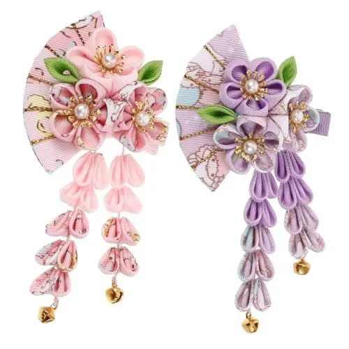 Produktbild: Vaguelly 2st Kimono-haarnadel Haarspangen Mit Quasten Haarschmuck Im Japanischen Stil Braut Haarspangen Haarschmuck Für Mädchen Quaste Haarnadel Haarspange Im Japanischen Stil Stoff