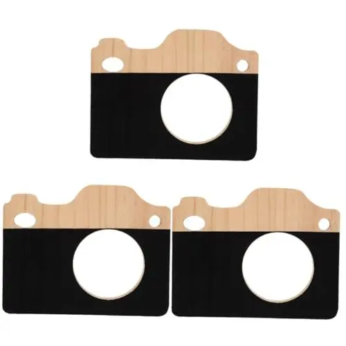 Produktbild: Vaguelly 3St hölzerne Kamera fotografierte Requisiten Kinder Junge Bürodekoration Geschenke für den einzug Ornament zartes Holzdekor kreative Desktop-Verzierung Karikatur Statue Spielzeug