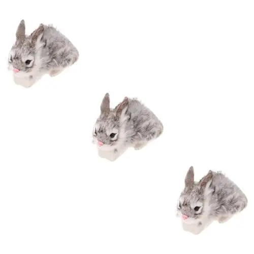 Produktbild: Vaguelly 3 STK Simulation Plüschkaninchen Osterhasenfigur Hasencharakter lebensechtes Kaninchen Animal Toys Tier Spielzeug Mini-Plüschkaninchen Simulations-Kaninchenspielzeug Grey