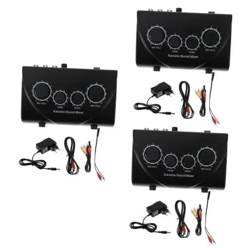 Produktbild: Vaguelly 3 Sätze Karaoke-Mixer tragbarer mixer portable mixer barshaker sommeliermesser stamdmixer Karaoke-Sound-Mixer Tonmischer Mixer mit Mikrofoneingängen ktv-Audiomischer Kupfer