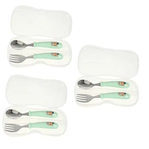 Produktbild: Vaguelly 3 Sätze Kinderbesteck kinder geschirrset kinder besteckset Babygeschirr Selbstfütterungslöffel Baby-Kit Kindergeschirr Babybesteck tragbar Messer und Rostfreier Stahl