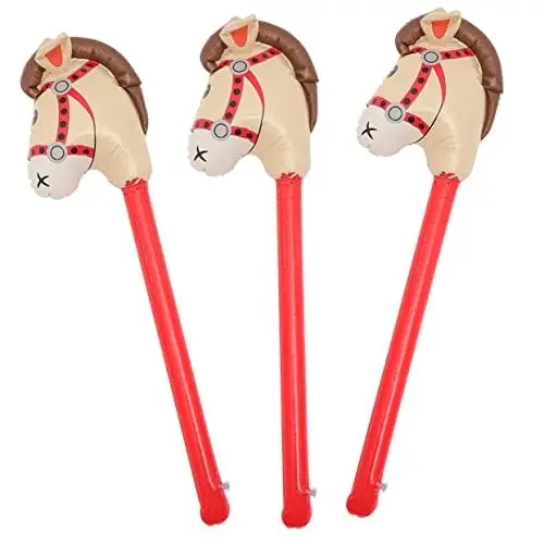 Produktbild: Vaguelly 3st Aufblasbarer Pferdekopfstock Aufblasbare Spielzeug Tiere Stick Spielzeughämmer Strandspielzeug Für Kinder Jubelstock Aufblasbares Pferdespielzeug Sportspielzeug Pvc