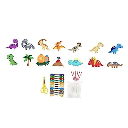 Produktbild: Vaguelly 4 Sätze Handgenähter Anhänger Tierspielzeug Filz Nähen Mini-plüschtiere Entzückende Dinosaurierspielzeuge Handwerkliches Nadelfilzen Junge Anzug Nähset Pp Baumwolle Haushalt Kind