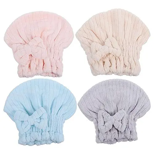 Produktbild: Vaguelly 4 Stk Hut Aus Korallenvlies Für Trockenes Haar Haartrockenhaube Für Damen Haardampfer Trockene Haarwickel Haar Schnell Trocknendes Huttuch Föhn Make-up-tücher Gel Badekappe