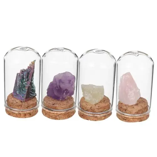 Produktbild: Vaguelly 4 Stück Kristallverzierungen Heilsteine Mini-glaskuppel Kleine Glocke Glasglocke Dekoratives Glasgefäß Glaskuppeldekoration Hexereizubehör Wissenschaftskoffer Für Kinder Glashaube
