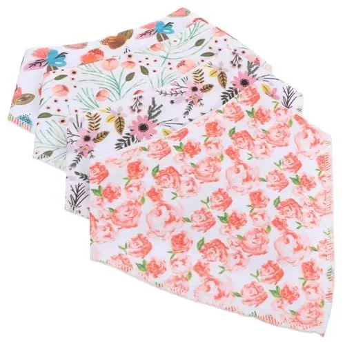 Produktbild: Vaguelly Spucktücher Für Babys 4er-pack Dekorative Baby-bandana-lätzchen Geschmeidige Und Saugfähige Musselin-lätzchen Für Babys Mädchen Schützend Und Bequem