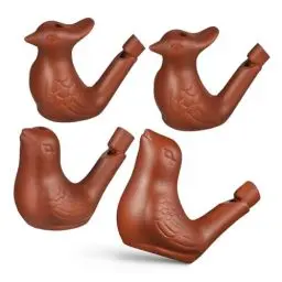 Produktbild: Vaguelly 4er Set Keramik Wasservogelpfeifen Lustige Vogelpfeifen FüR Kinder Musikalische Pfeifen Mit Lanyards Ideal FüR Outdoor-AktivitäTen Und Dekoration