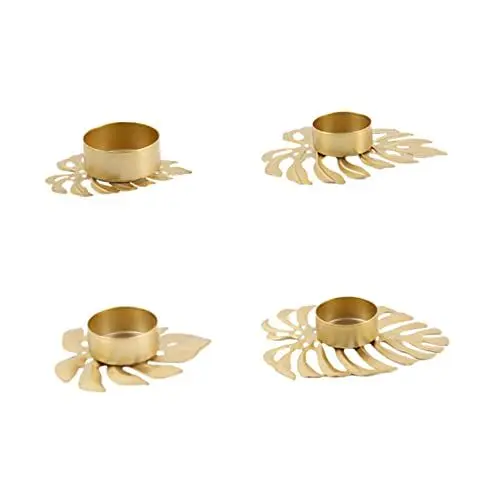 Produktbild: Vaguelly 4 Stück Teiliges Kerzenständer aus mit Elegantem Blattdesign Kreative Tischdekoration für Hochzeiten und Familienfeiern Klassisch und Modern aus Hochwertigem Gefertigt