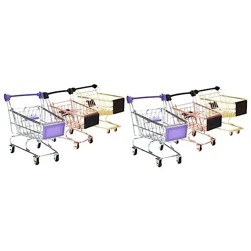 Produktbild: Vaguelly 6 STK Mini-Einkaufswagen Mixer-Make-up-Schwamm Schreibtischspielzeug Kinderspielzeug Wäscheständer Mädchenspielzeug Einkaufswagen-Modell Make-up-Schwammgestell Kosmetik Schwammeier