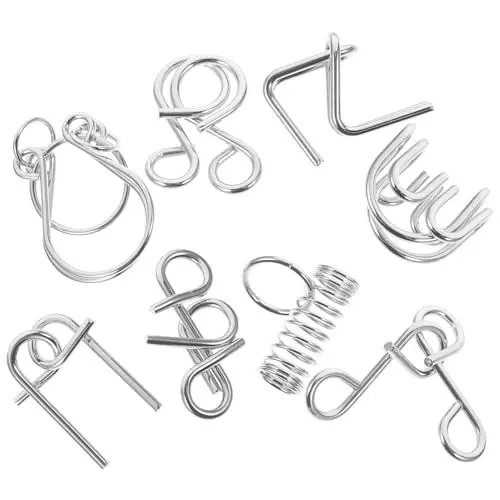 Produktbild: Vaguelly 8-Teiliges Denksport-Rätsel Metalldraht-Puzzle-Set Iq-Test Entwirrung Eisenverbindung Entriegelungs-Interlock-Spiel Chinesischer Ring-Trick Spielzeug Für Partybevorzugung Kinder