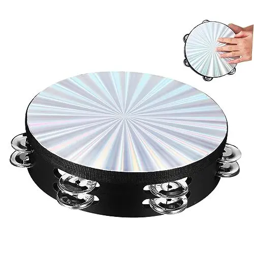 Produktbild: Vaguelly 8 Zoll Zweireihiges Handtamburin 1st Instrument Tamburin Für Erwachsene Hand Tamburin Trommel Tamburin Für Tamburine Für Tambourin Ktv Tamburin Rostfreier Stahl