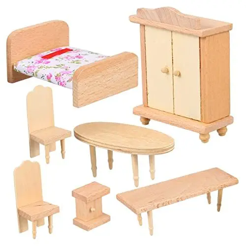 Produktbild: Vaguelly 8st Kleine Holzmöbel Mikrospielzeug Winzige Möbel 1 Möbel Im Maßstab 12 Zimmer Möbel Modell Mini-möbelfiguren Vorgeben Möbel Miniatur-hausmöbel Puzzle-Spielzeug Kind Hölzern Statue