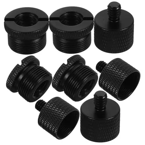 Produktbild: Vaguelly 8st Mikrofon-adapter Zubehör Für Mikrofone Mikrofon-schraubadapter Mikrofon-schraubhalterung Mikrofonständer-konvertierungsschrauben Mikrofonschraube Black Aluminiumlegierung