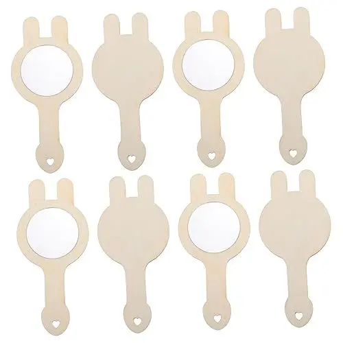 Produktbild: Vaguelly 8stücke Entzückender Holzspiegel DIY Druckspiegelspielzeug Unfertiger Junge Mädchen Spiegel Kinderbedarf
