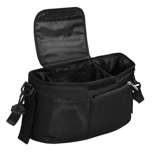 Produktbild: Vaguelly Tasche Für Buggy Aufbewahrungstasche Für Kinderwagen Kinderwagen-caddy Organizer-tasche Für Kinderwagen Getränkehalter-organizer Für Kinderwagen Kinderwagen-organizer Black Oxford-stoff