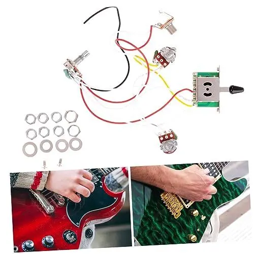 Produktbild: Vaguelly Gitarren Kabelsatz Led-lichtleistenverkabelung Draht Elektrische Anschlüsse Netzwerkschalter Elektrowerkzeuge Elektronik Lötset Verkabelung Der Gitarrenschaltung Black