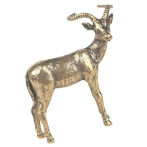 Produktbild: Vaguelly Kupferdekor Tibetische Antilopenfigur Antike Skulptur Goldene Wohnzimmer Dekoration Kleine Tischdekorationsartikel Für Regal Und Schlafzimmer