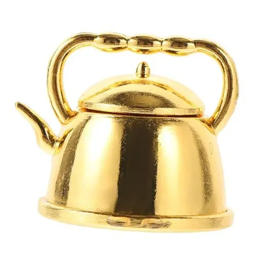 Produktbild: Vaguelly Mini-teeset Miniatur-teekessel Wohnkultur Puppenhaus-küchenzubehör Puppenhaus-Tee-Set Puppenhaus Wasserkocher Puppenhaus Teekessel Mini- Metall Essen Spielen Ornamente Büro