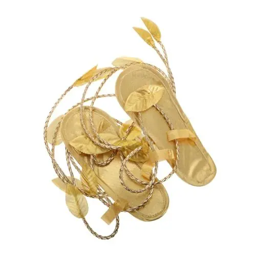 Produktbild: Vaguelly Party-Schuhe Megara-kostüm Medusa-kostümzubehör Accessoires Für Griechische Göttinnen -Accessoires Für Damen Feen-Cosplay-Schuhe Gladiatorensandalen Stoff Golden