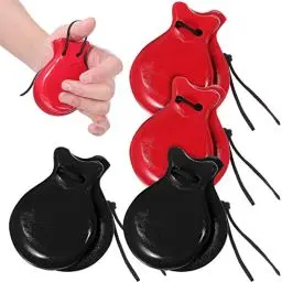Produktbild: Vaguelly Spanische Kastagnetten, 2 Paar Flamenco-Tanz Kastagnetten mit Schnur Percussion Instrument Musikinstrumente für Erwachsene, Kinder
