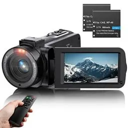 Produktbild: VAHOIALD Videokamera Camcorder FHD 1080P 36MP 30FPS Vlogging Kamera für YouTube 3.0'' Drehbarer IPS Bildschirm 16X Digitalzoom IR Nachtsicht Digitalkamera mit Fernbedienung und 2 Batterien…