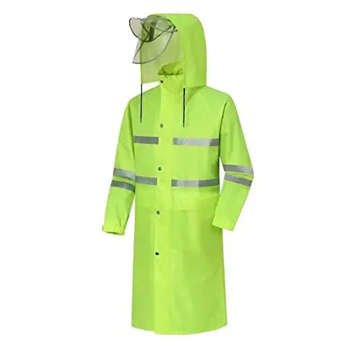 Produktbild: VaiKanhai Regenmantel Herren Outdoor Regenjacke Lang mit Reflexstreifen Kapuzenmantel Leicht Nylon Wasserdicht Mantel Arbeitsjacke Urbanstyle Große Größen Regenbekleidung XL-4XL