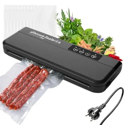 Produktbild: Vakuumierer, Lebensmittel Vakuumiergerät, 30cm Breit, 60 KPa, Luftversiegelungsgerät für Lebensmittel mit 10 Aufbewahrungsbeuteln zum Versiegeln von Trockenen und Nassen Lebensmitteln