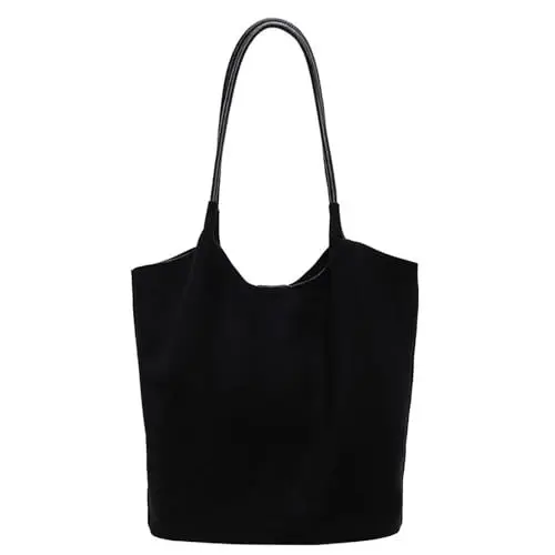 Produktbild: valentino taschen damen Kunstleder Einkaufstasche Damen Schultertasche Frauen Modetrend College Handtasche Arbeit Einkaufstasche Geldbörse und Freizeittasche (Black, One Size)