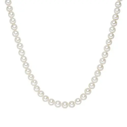 Produktbild: Valero Pearls Damen Perlenhalskette Süßwasser-Zuchtperlen 7-8 mm Weiß Potatoförmig 925/- Sterling Silber - Perlenkette Halskette mit echten Perlen
