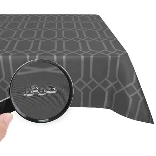 Produktbild: Valia Home Tischdecke mit Teflonbeschichtung für Innen- & Außenbereich anwendbar Wasser & Schmutzabweisend Dank verlässlichem Lotuseffekt - 140 x 240 cm grau