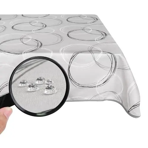 Produktbild: Valia Home Tischdecke mit Teflonbeschichtung für Innen- & Außenbereich anwendbar Wasser & Schmutzabweisend Dank verlässlichem Lotuseffekt - 140 x 180 cm grau