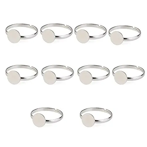 Produktbild: VALICLUD 10St Silberner Fashion-Charm-Ring silberner Ringschmuck Silbertablett Schmuckherstellungsbedarf Schmuckfunde Ringrohlinge silberringe silver rings Befestigungsring Ringbasis