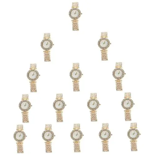 Produktbild: VALICLUD 15stücke Damen Armbanduhr Mit Rhinestones Elegante Goldene Uhr Für Frauen Verstellbares Armband Für Alltag Feiern Und Reisen Stilvolle Mode-Uhr