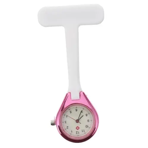 Produktbild: VALICLUD 1Stk Taschenuhr mit Secondhand anschauen Krankenschwestern Revers Uhr Clip Watches uhrenwender Frauen Krankenschwester Uhr Arztuhr medizinisch Brustabzeichen Rostfreier Stahl Weiß