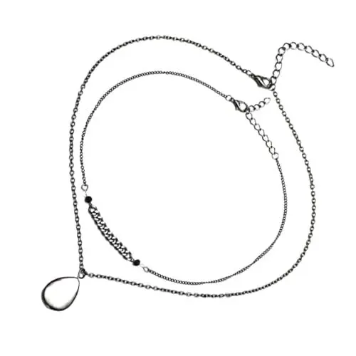Produktbild: VALICLUD 1Stk Wassertropfen-Anhänger Opal-Anhänger Freundschaftsketten Schmuck pendant necklace damenhalskette opal halskette doppellagige Halskette Frau Halskette Legierung Black