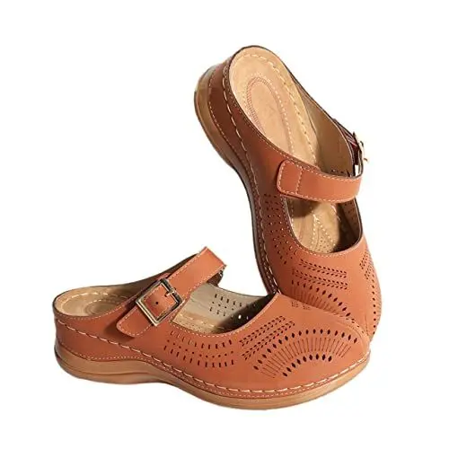 Produktbild: VALICLUD Design Vintage Sandalen Bequeme Slipper Für Damen Eu38 Us7 Uk45 Lässiger Absatz-slipper