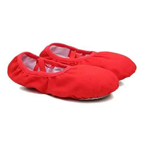 Produktbild: VALICLUD 1 Paar Balletttanzschuhe Flache Yoga-Schuhe Ballettschuhe aus Segeltuch Ballett Spitzenschuhe Damen Ballerinas Ballettstiefel Yoga Schuhe Bequeme Schuhe Sohle Ballettschuh rot