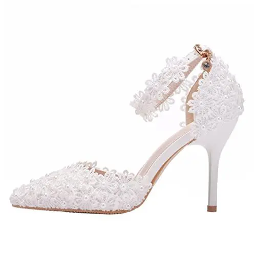 Produktbild: VALICLUD Hochzeitsschuhe Für Die Braut Schnürschuhe Modische Spitzenschuhe Mit Blumenmuster Für Hochzeitsanlässe