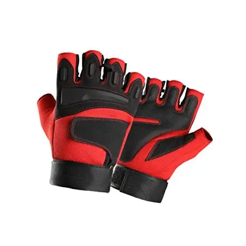Produktbild: VALICLUD Halbfinger Handschuhe Für Herren Outdoor Fitness Und Radfahren Rote rutschfeste Und Atmungsaktive Handschuhe Größe Für Optimale Griffigkeit Und Schutz Beim Training