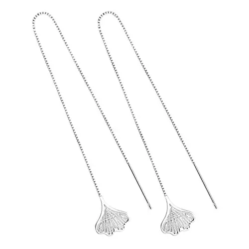Produktbild: VALICLUD 1 Paar Ginkgo-ohrringe Piercing-kettenohrringe Ohrringe Für Damen Baumeln Ohrringe Für Frauen Fadenohrringe Kostümohrringe Für Damen Ohrringe Baumeln Damen Ohrringe Silver Silber-