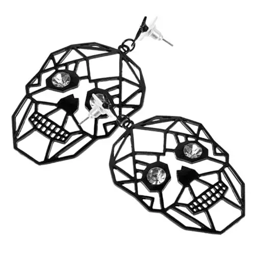 Produktbild: VALICLUD 1 Paar Halloween- -Ohrringe party ohrringe schmuck Halloween-Ohrringe Punk-Schädel-Ohrringe Halloween-Ohren Geisterohrringe Halloween-Ohrring-Schädel Legierung Black