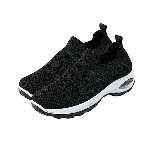 Produktbild: VALICLUD 1 Paar Laufschuhe mit Luftkissen Bequeme Schuhe für Damen modische Schuhe Plateauschuhe Freizeitschuhe Fitness Schuhe Sportschuhe geschnürte Schuhe PU-Luftpolsterboden Black