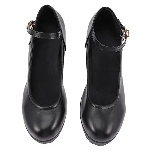 Produktbild: VALICLUD Lässige High Heels Für Damen Mit Klobigem Absatz Schwarze Runde Zehenpartie Für Die Arbeit