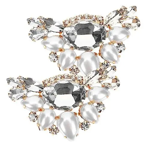 Produktbild: VALICLUD 1 Paar Schuhclip elegant hochzeitsschuhe overknee high heels high heel boots crystals Schuhanhänger zum Anklipsen Perlenabsätze Schuhschmuck-Clips kristall schuhe schnalle Metall